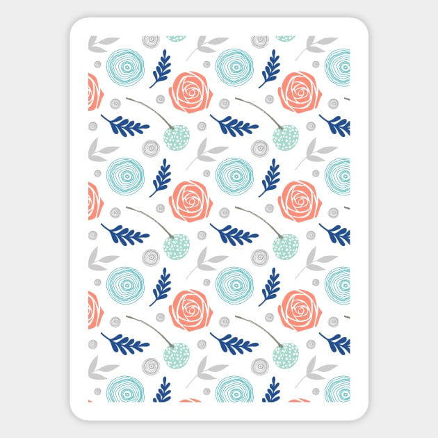 Blue coral grey floral Sticker by dreamingmind